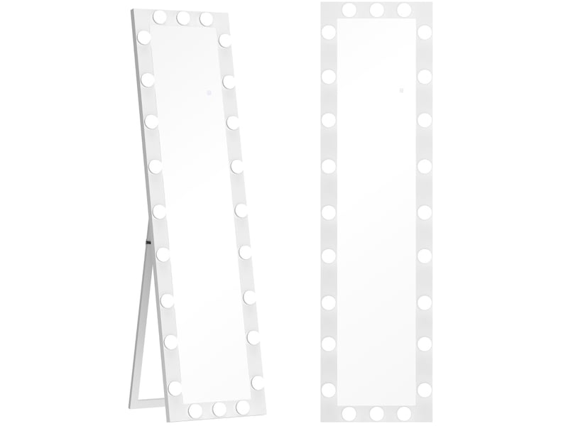  Miroir simple avec 24 ampoules, éclairage réglable à 3 teintes et mémoire en verre trempé blanc 150 × 40 cm  - Conforama A