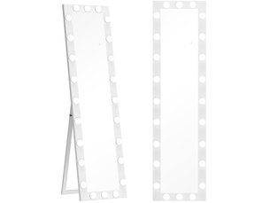 Miroir simple avec 24 ampoules, éclairage réglable à 3 teintes et mémoire en verre trempé blanc 150 × 40 cm