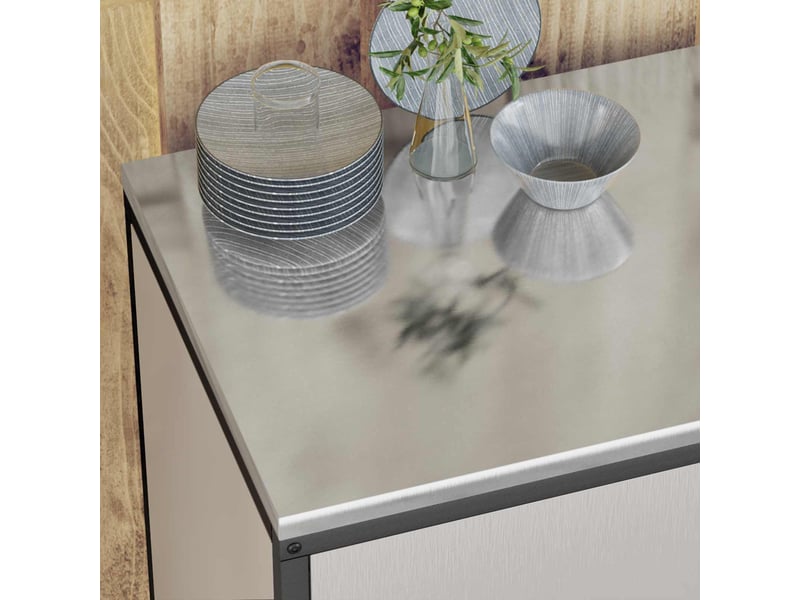 Meuble de rangement de cuisine hattem argenté 60x50x92cm - Conforama E