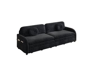 Canapé droit convertible <strong></strong> <strong></strong> 3 places Tissu noir