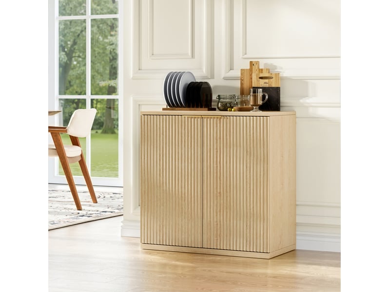  Buffet de rangement 80x40x80 cm, avec 2 portes, armoire de salon, meuble cuisine, salon, mdf chêne, rangement, élégant  - Conforama E