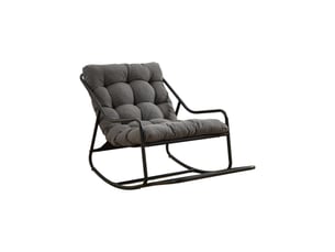 Chaise à bascule d'extérieur 75x116x82 cm, coussin épais, structure métal, gris