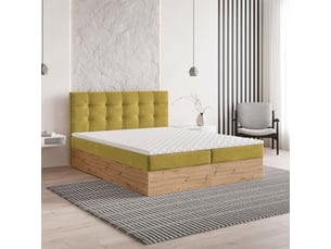 Lit avec rangement 140x200 cm <strong>MASSENO</strong>  <strong></strong> coloris jaune