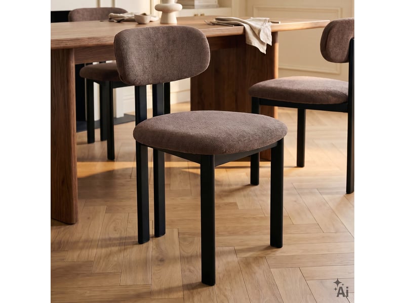  Lot de 2 chaises franca de salle à manger en tissu - brun  - Conforama B