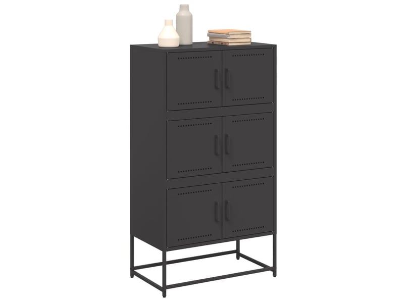  Buffet - bahut - meuble de rangement noir 68,5x38,5x123,5 cm acier  - Conforama D