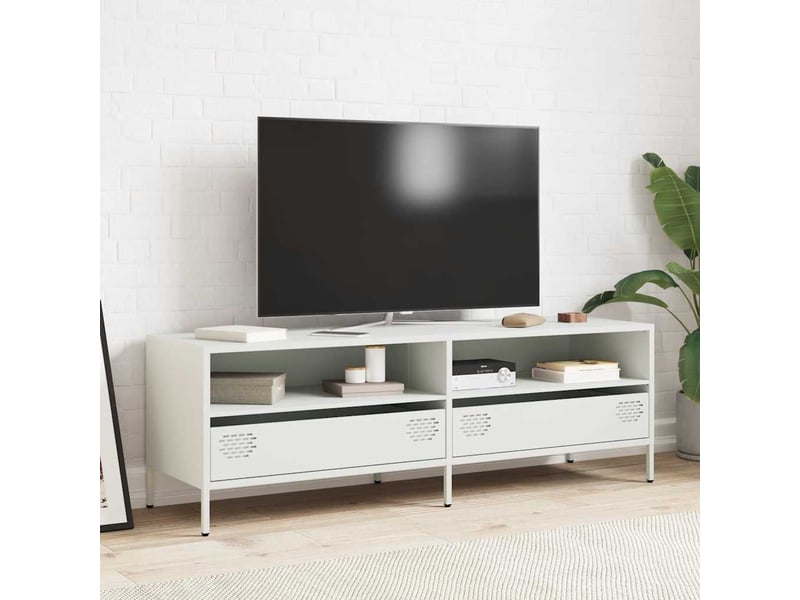  Meuble tv - banc tv - meuble de rangement blanc 135x39x43,5 cm acier laminé à froid  - Conforama C
