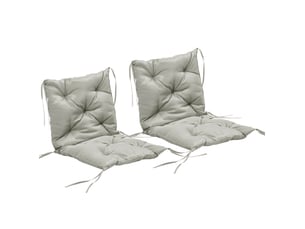 Lot de 2 coussin de chaise 98 x 50 x 8 cm – gris clair – liens de fixation, rembourrage confortable