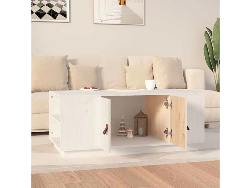  Table basse - table de salon - table à thé blanc 100x50x41 cm bois massif de pin  - Conforama C
