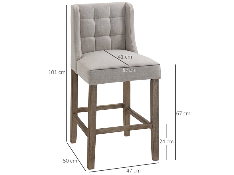 Tabourets de bar lot de 2 avec dossier - lpospi - repose-pieds, polyester, cuisine - beige 47 × 50 × 101 cm - Conforama D