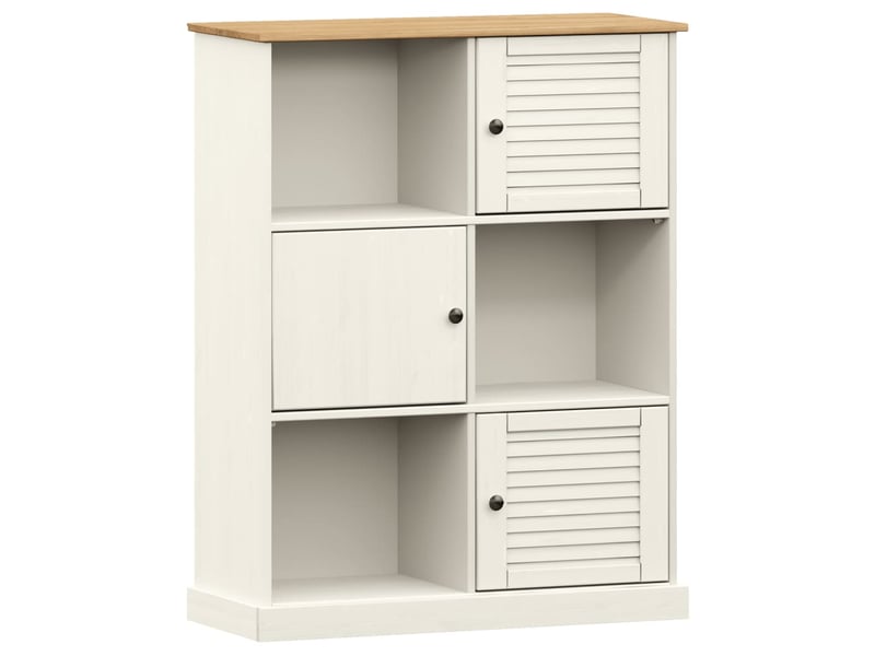  Bibliothèque, meuble de rangement salon vigo blanc 90x35x114,5 cm bois massif de pin  - Conforama A
