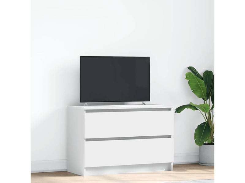  Meuble tv - banc tv - meuble de rangement blanc 80x35x54 cm bois d'ingénierie  - Conforama B
