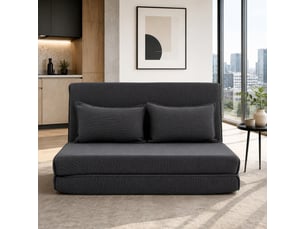 Canapé-lit de sol 135 x 88 x 74 cm en métal et velours côtelé convertible gris foncé chicfurn