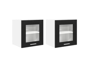Meuble de rangement cuisine, armoire suspendue 2 pcs chêne noir bois d'ingénierie shl6710
