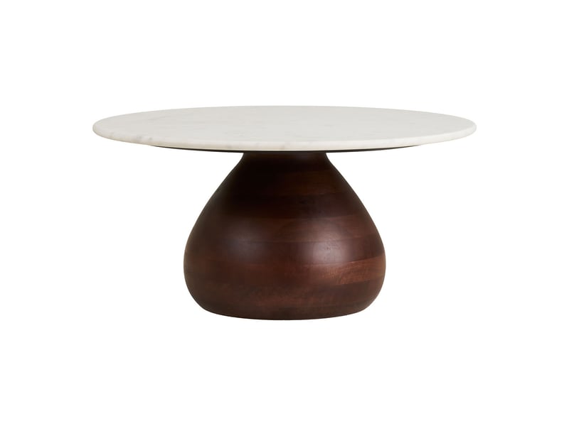  Table basse heide en bois de manguier et marbre blanc ø70 cm  - Conforama B