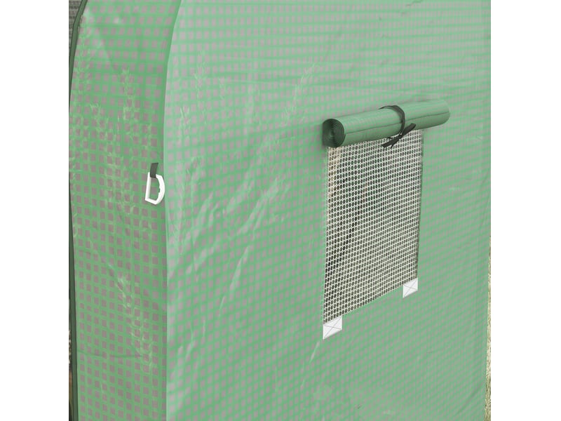  Serre de jardin tunnel 185x94x150 cm – verte – 2 portes enroulables, fenêtres latérales et protection uv  - Conforama E