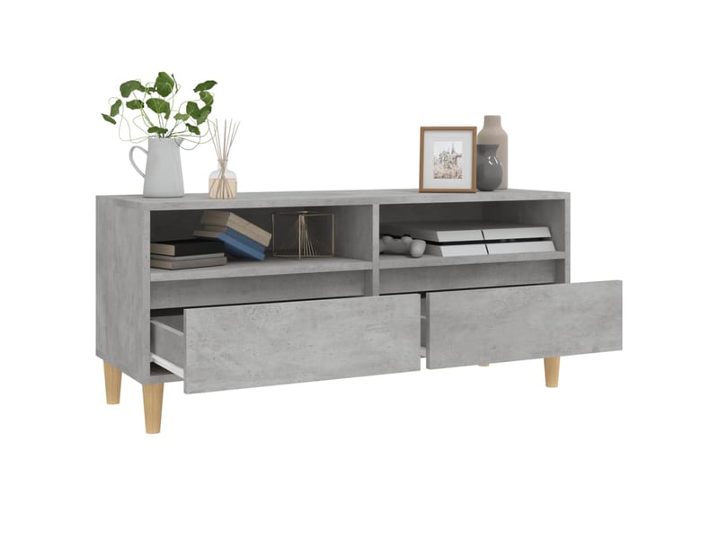  Meuble tv - banc tv - meuble de rangement gris béton 100x34,5x44,5 cm bois d'ingénierie  - Conforama E