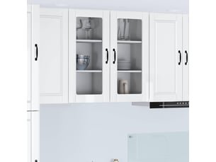 Meuble mural de cuisine, cabinet en verre mural 2 pcs blanc brillant shl7888