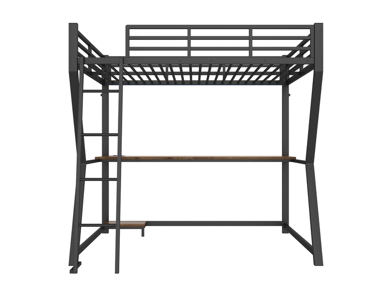  Lit mezzanine noir 140 × 200 cm, bureau, led, usb, prise et support pour console  - Conforama A
