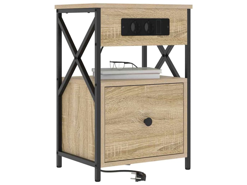  Lot de 2 cabinet de chevet, table de nuit chêne sonoma 40 x 31 x 60 cm shl3473  - Conforama C
