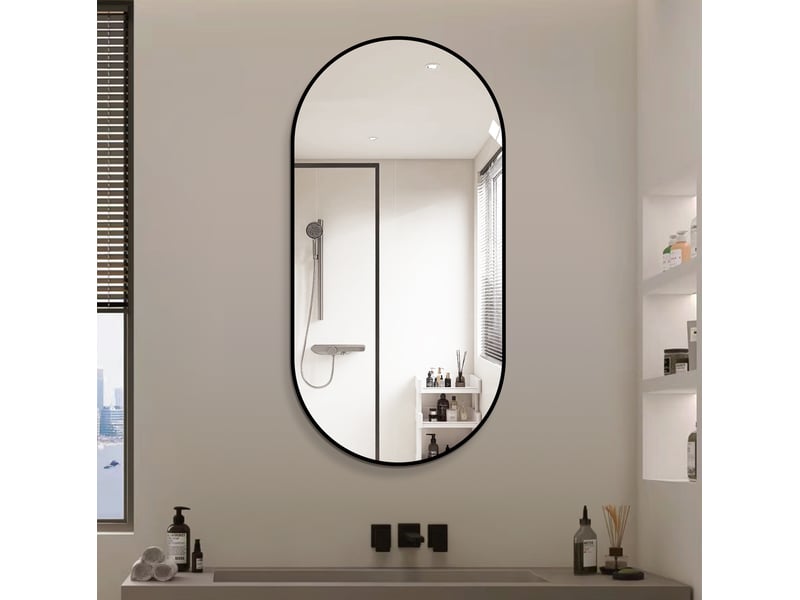 Miroir mural capsule 60x120 cm noir en verre sans cuivre, pose horizontale ou verticale - Conforama D