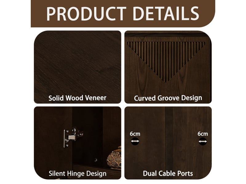  Buffet,99,06x23,50x82,50 cm,2 portes et rangement,mdf,marron  - Conforama E