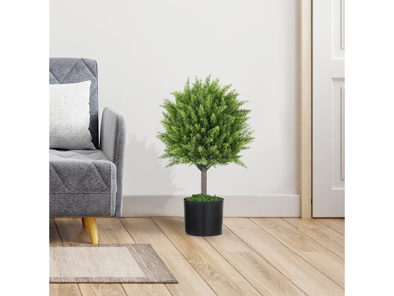  Faux cèdre avec pot inclus, pour une utilisation intérieure et extérieure, hauteur 55 cm, vert  - Conforama D