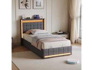 Lit simple 90x200 cm <strong>SHOPENTRA</strong>  <strong></strong> coloris gris