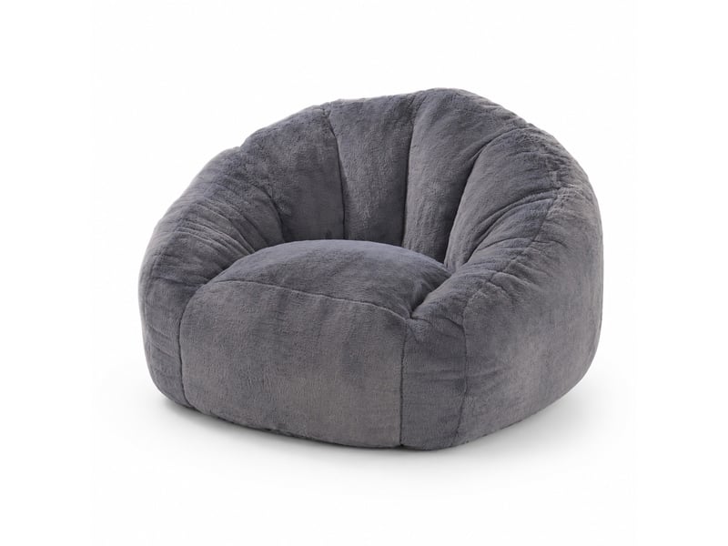  Pouf adulte et enfant en polyester gris clair avec dossier enveloppant, mousse à mémoire de forme, 98 x 98 x 60 cm  - Conforama A