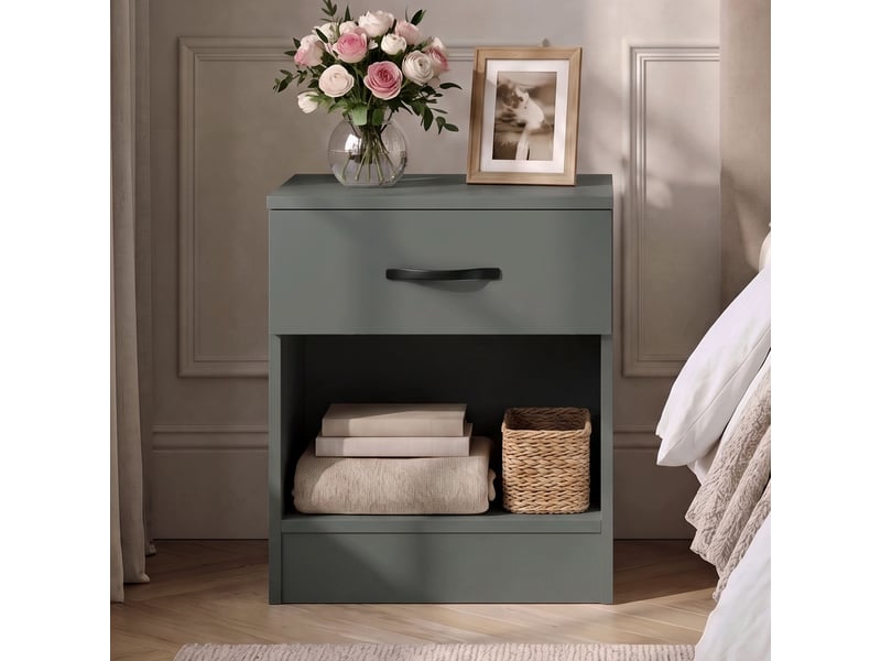  Table de chevet riano, commode de nuit, chambre, 47x40x36cm, set de 2, 1 tiroir, vert 3332396 - Conforama C