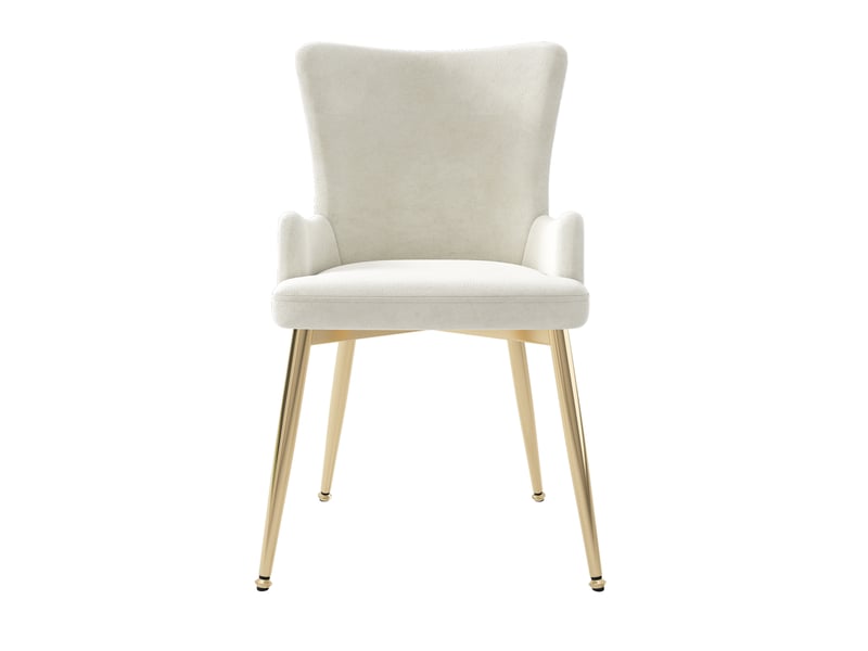  Lot de 6 chaises de salle à manger en velours beige avec pieds en métal doré  - Conforama A