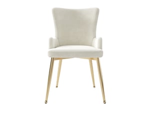Lot de 6 chaises de salle à manger en velours beige avec pieds en métal doré