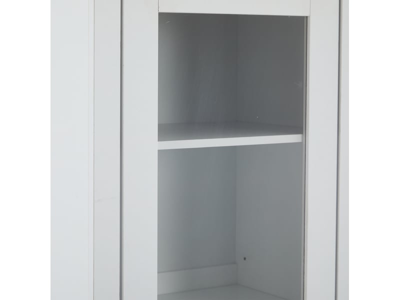  Vitrine led à 5 compartiments blanche 50 x 35 x 178 cm, verre trempé et tiroir avec alimentation usb intégrée  - Conforama D