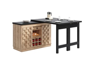 Îlot de cuisine extensible, 120 × 40 × 74,2 cm, 2 portes et 2 tiroirs, mdf, naturel, plateau extensible de 120 à 197 cm
