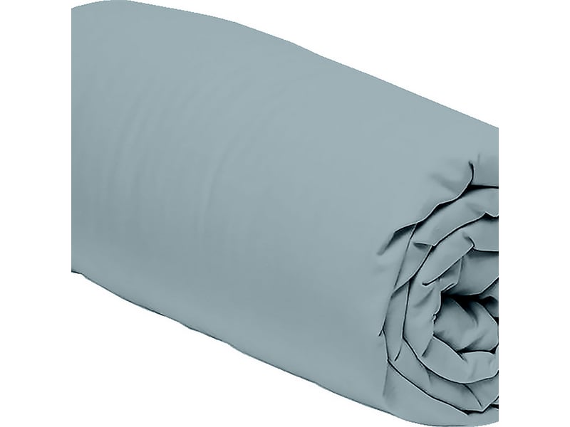  Drap housse 140x190+30 cm percale de coton bleu azur PD25591 - Conforama B
