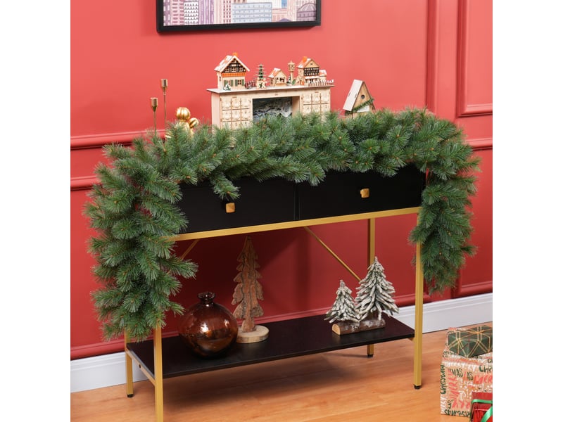  Guirlande de noël artificielle de 1,8 m, décoration florale avec 160 pointes vertes  - Conforama D