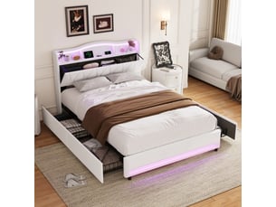 Lit coffre 160x200 cm <strong></strong>  <strong></strong> coloris beige