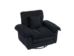 Fauteuil 116x84x96 cm, pivotant 360°, assise confort, coussin de soutien, pour salon, chambre, bureau, chenille noir
