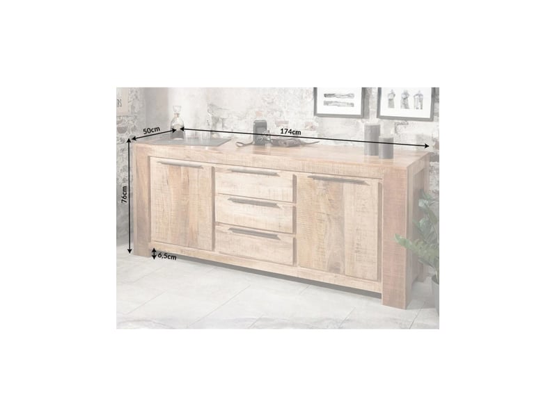  Buffet loden 174 cm en bois massif de manguier – 2 portes, 3 tiroirs et nombreux rangements  - Conforama C
