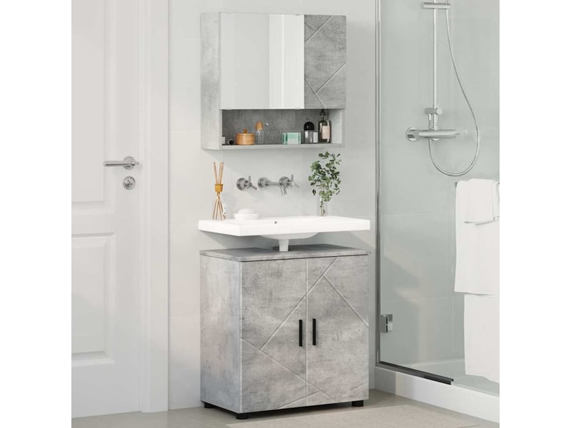  Ensemble de mobilier de salle de bain 2 pièces gris béton cf64220  - Conforama D