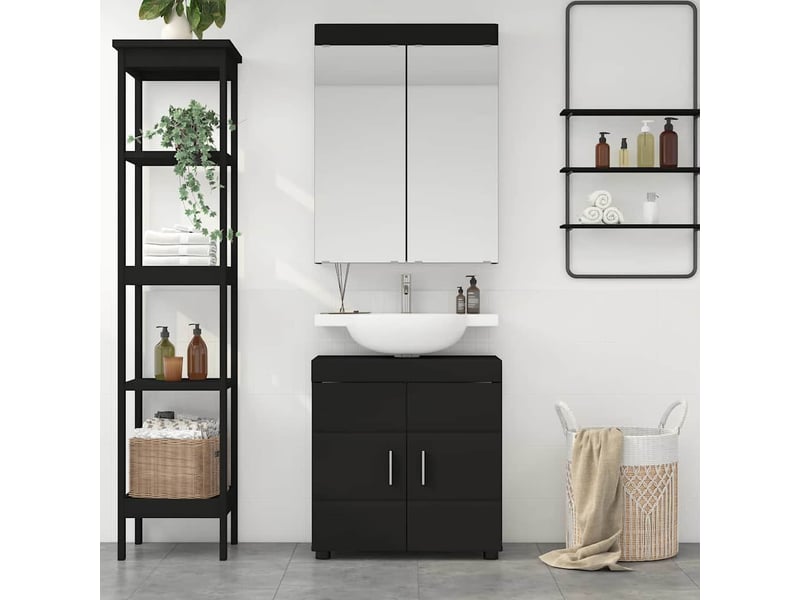  Ensemble de mobilier de salle de bain tulum 2 pièces noir cf64716  - Conforama D