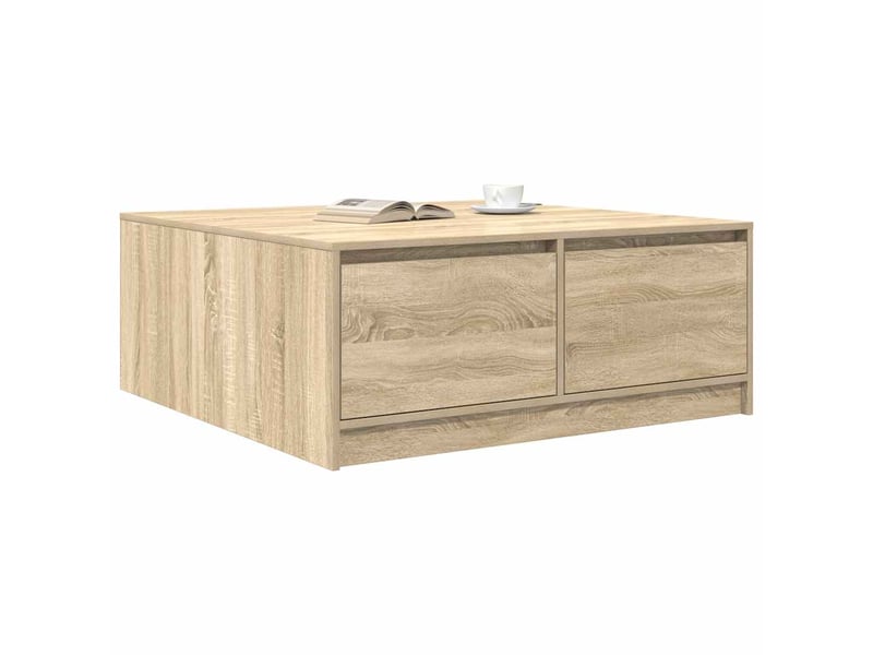 Table basse - table de salon - table à thé avec tiroirs chêne sonoma 100x100x40 cm - Conforama D