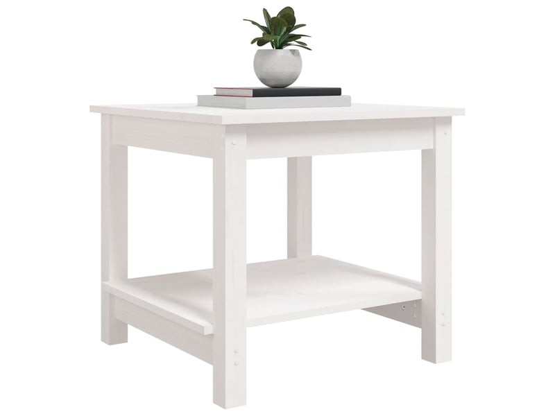  Table basse | table d'appoint salon blanc 50x50x45 cm bois massif de pin  - Conforama D