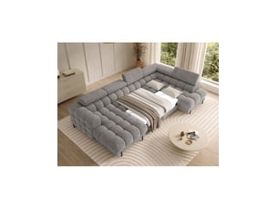 Canapé d'angle droit fixe <strong></strong> <strong></strong> 3 places Polyester gris avec coffre de rangement