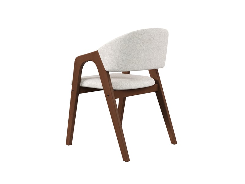  Lot de 4 chaises de salle à manger en bois massif noyer, tissu lin beige avoine  - Conforama E