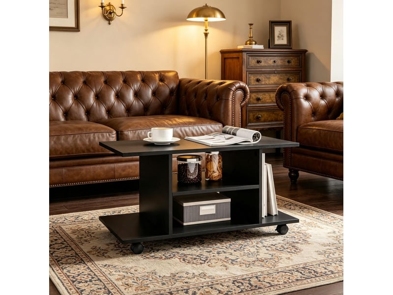  Meuble tv modenvie mobile à roulettes 80 x 40 x 40 cm noir  - Conforama E
