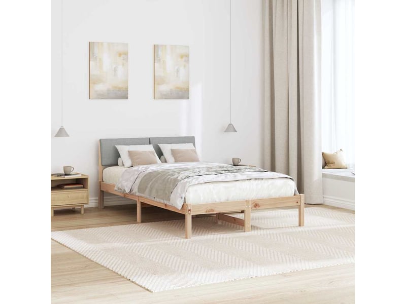  Lit double- lit adulte -  cadre de lit avec tête de lit marron et gris clair 120 x 190 cm  - Conforama C