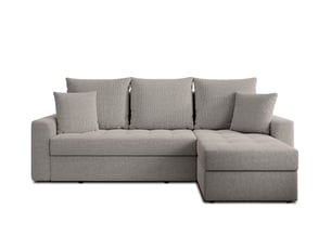 Canapé d'angle réversible convertible <strong>AX LIVING </strong> <strong>Karaman</strong> 4 places Velours beige avec coffre de rangement