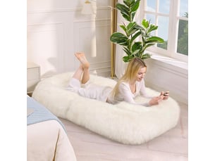 Fauteuil lit de sol inclinable 5 positions 102 x 89 x 88 cm – lit panier géant humain transformable avec coussin lombaire – peluche – beige