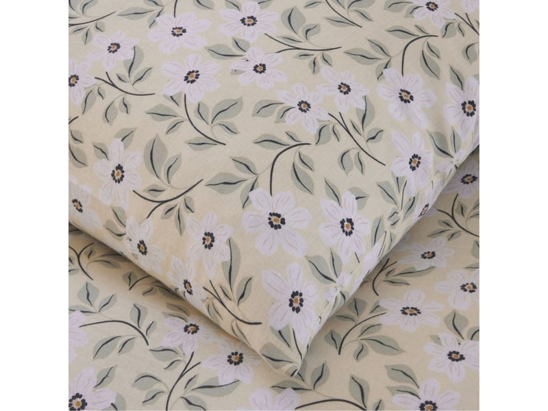  Parure housse de couette 260x240cm + 2 taies motif fleuri jaune clair 100% gaze de coton - gianni GIANNI - Conforama D