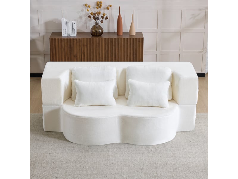  Canapé de salon, canapé moderne, blanc, design moderne, pour salon, adapté à l'espace de vie, chambre  - Conforama D